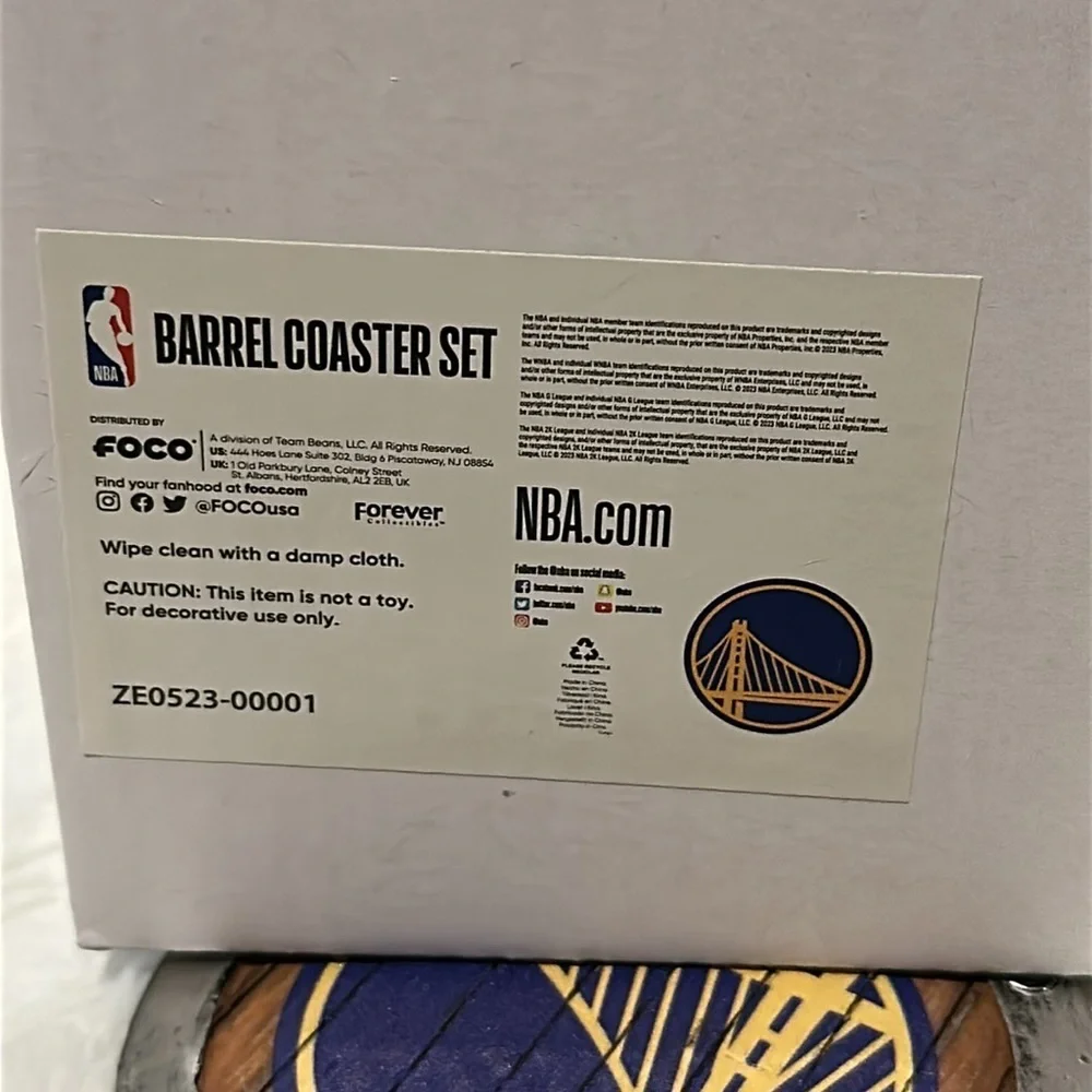 FOCO Golden State Warriors NBA 5-Pack Barrel Coasters Set
